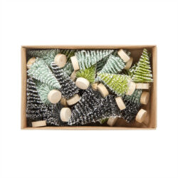 Frosted Mini Green Sisal Trees, Boxed Set Of 24