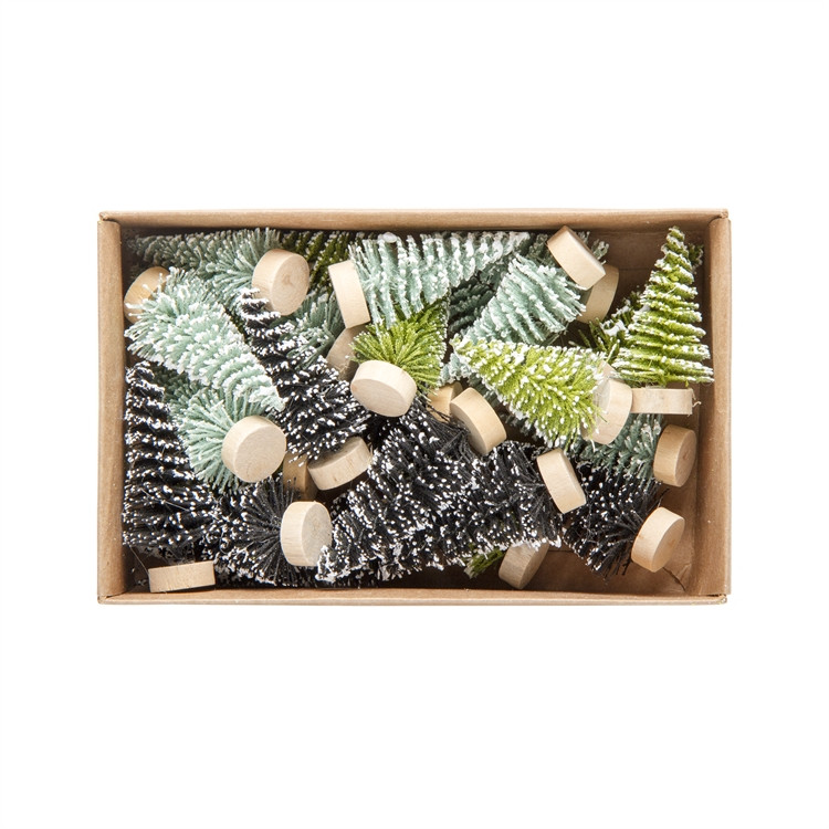 Frosted Mini Green Sisal Trees, Boxed Set Of 24