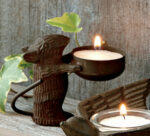 Garden Mouse Tealight Holder With Copper Patina Finish 1
