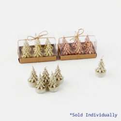 Glittered Metallic Tree T-light, Set Of 6