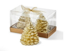 Gold Fir Tree Candles, Set Of 2