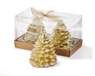 Gold Fir Tree Candles, Set Of 2 Gold Fir Tree Candles, Set Of 2