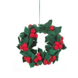 Handmade Felt Mini Holly Wreath