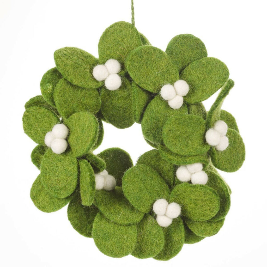 Handmade Felt Mini Mistletoe Wreath