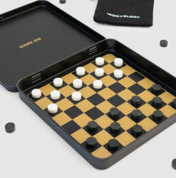 Iron & Glory Game On Travel Checkers Tin