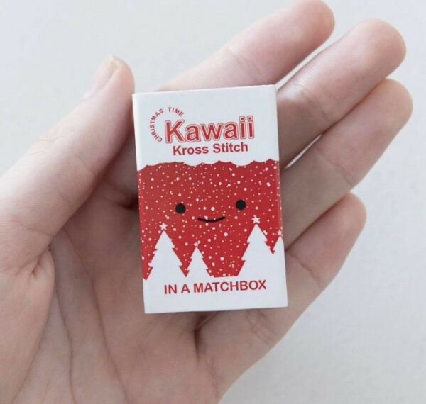Kawaii Christmas Tree Mini Cross Stitch Matchbox 1
