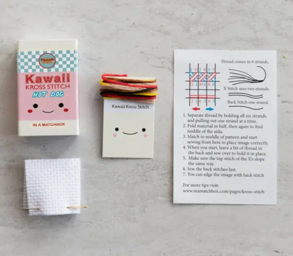 Kawaii Hot Dog Mini Cross Stitch Matchbox 1