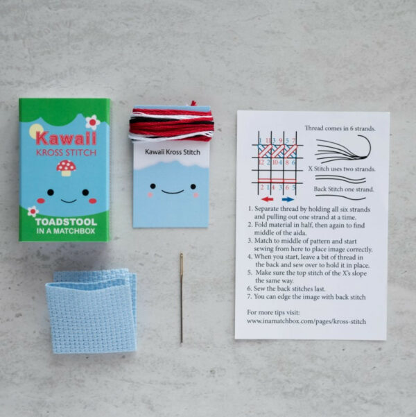 Kawaii Toadstool Cross Stitch In A Matchbox 1