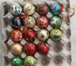 Mini Paper Mache Ball Ornaments, Set Of 12 1