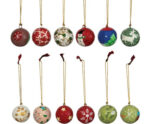 Mini Paper Mache Ball Ornaments, Set Of 12 2