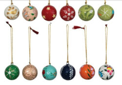 Mini Paper Mache Ball Ornaments, Set Of 12