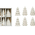 Mini White Stoneware Trees, Boxed Set Of 6