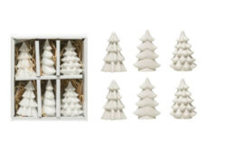 Mini White Stoneware Trees, Boxed Set Of 6