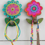 Natural Life Flower Wooden Wall Hooks, Set Of 2