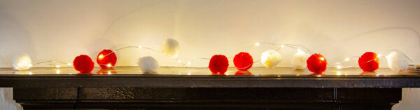 Red & White Pom-pom String Lights 4