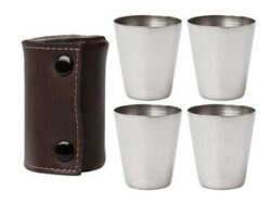 Shot Glasses With Leather Case