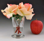 Silk Pink Roses In Glass Vase 1
