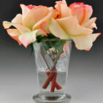 Silk Pink Roses In Glass Vase