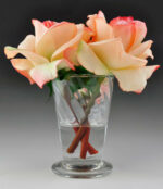Silk Pink Roses In Glass Vase