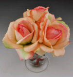 Silk Pink Roses In Glass Vase 2