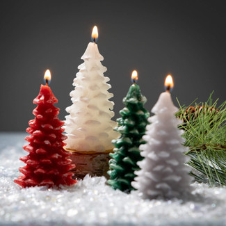 Small Holiday Tree Candles, Set Of 4