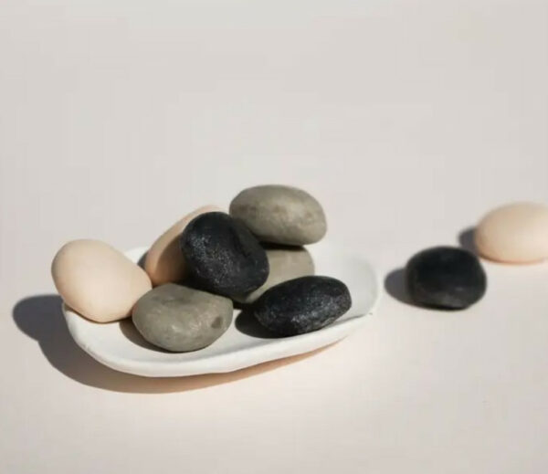 Small Pebble Soap With Porcelain Dish Set 2