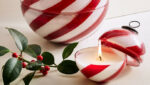 Small Peppermint Swirl Glass Ornament Candle 1