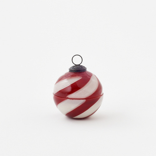Small Peppermint Swirl Glass Ornament Candle Small Peppermint Swirl Glass Ornament Candle