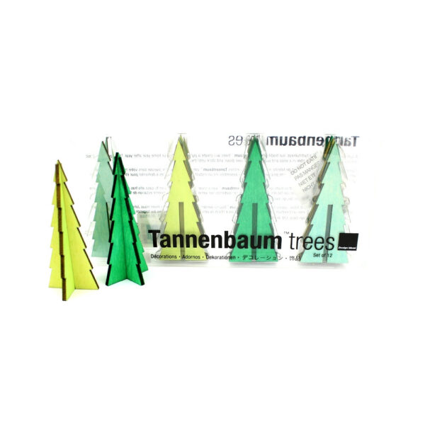 Tannenbaum Mini Green Wood Trees, Set Of 12 1