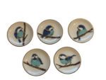Tiny Bluebird Porcelain Plates, Set Of 5 1