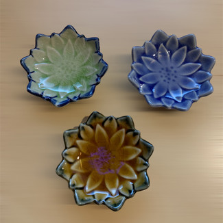 Tiny Dahlia Dishes, Set Of 3