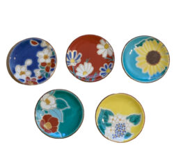 Tiny Flower Porcelain Plates, Set Of 5