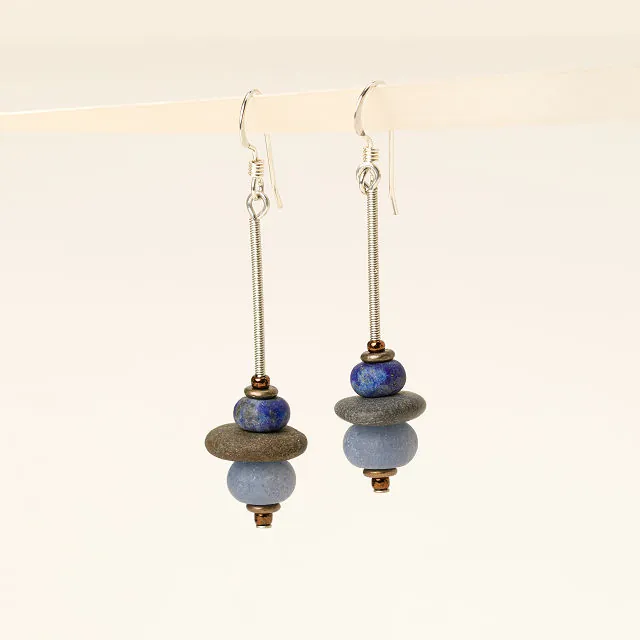 Tumbled Blue Ocean Earrings