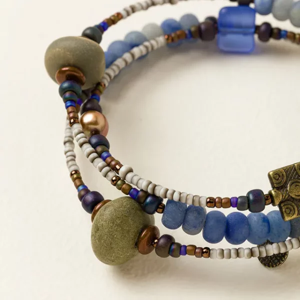 Tumbled Blue Ocean Spiral Bracelet 1