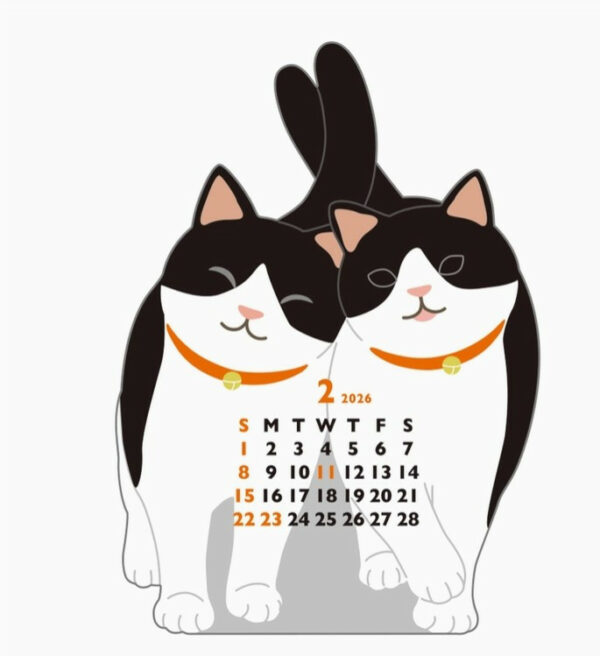 Twin Cats Die Cut Calendar - 2026 1