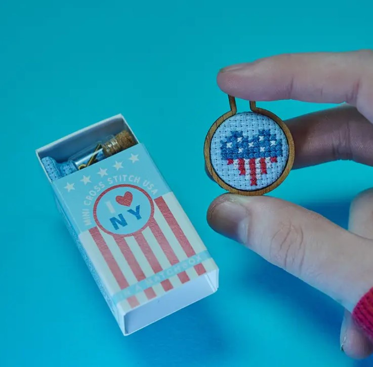 Usa Mini Hoop Cross Stitch Matchbox Usa Mini Hoop Cross Stitch Matchbox