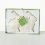 White Bunny Candle, Set Of 2