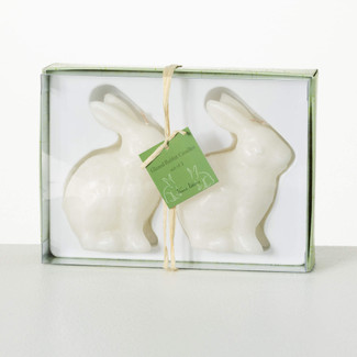 White Bunny Candle, Set Of 2
