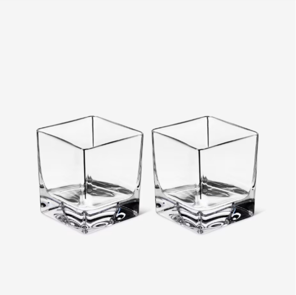 Braque Square Crystal Rocks Glasses - Set Of 2 1