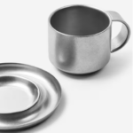 Brushed Steel Mug And Saucer 1