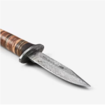 Damascus And Stacked Leather Cliff Point Knife 3