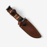 Damascus And Stacked Leather Cliff Point Knife 4