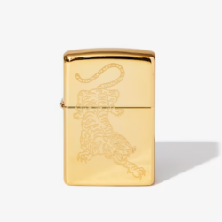 Engraved Tiger Brass Lighter
