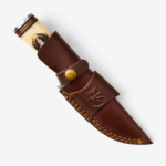 Engraved Wolf Damascus Knife 1