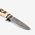 Engraved Wolf Damascus Knife 5