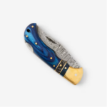 Exclusive Blue Diamond Wood & Damascus Folding Knife 5