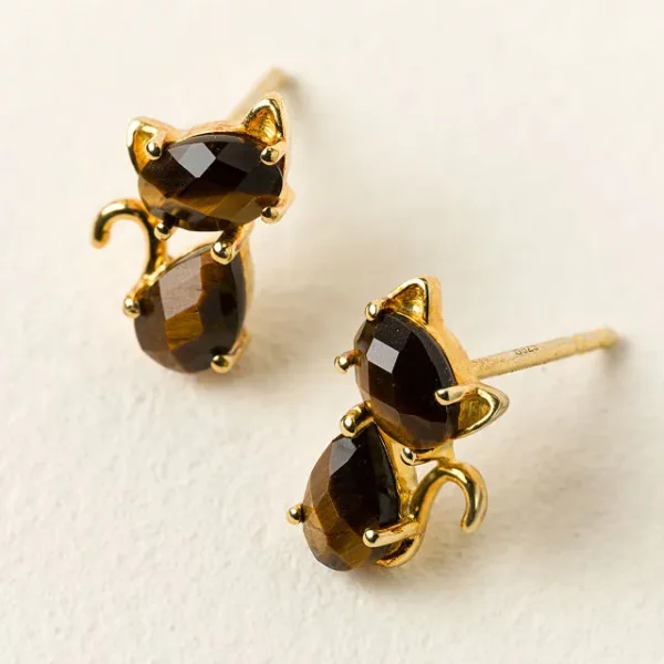 Faceted Feline Cat Earrings 1