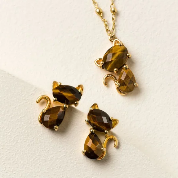 Faceted Feline Cat Earrings 2