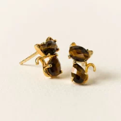 Faceted Feline Cat Earrings