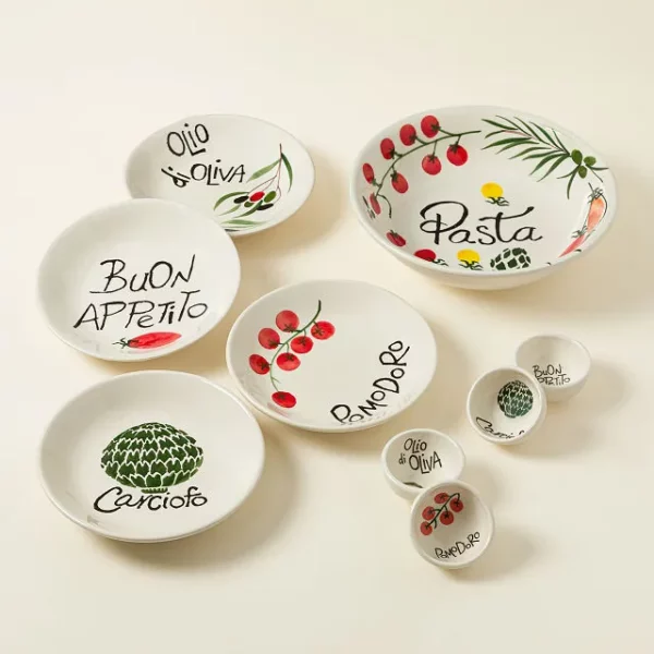 Hand-painted Italian Pasta Bowls- Set Of 4 5